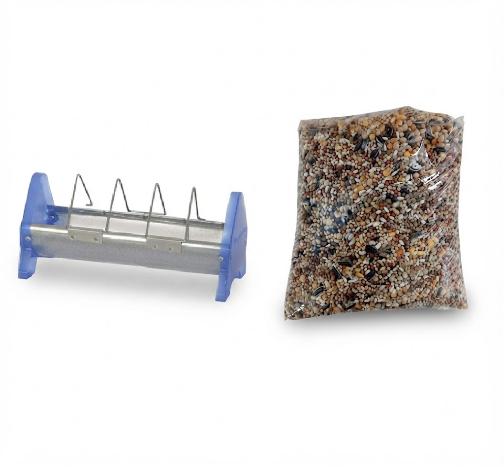 üvercinler İçin 25 cm Paslanmaz Metal Izgaralı Yemlik + 5 KG Zengin İçerikli Karışık Güvercin Yemi